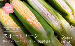 【ふるさと納税】【KN02】南部町産 朝採れスイートコーン5kg箱 食べくらべセット（ドルチェドリーム・ホワイトショコラ）＜数量限定＞