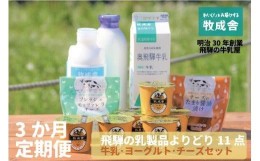 【ふるさと納税】＜牧成舎＞ 定期便3カ月 飛騨の牛乳屋のこだわり「牛乳 ヨーグルト チーズ」 乳製品をまるごとお届け 11点×3回 c528