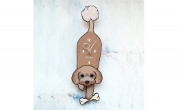 【ふるさと納税】D-11W5 トイプードル ブラウン-犬の振り子時計 毛糸玉05.GREEN 