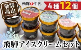 【ふるさと納税】飛騨牛乳 アイス アイスクリーム 12個入り 夏 HACCP 乳製品 おやつ バニラ チョコ 抹茶 ストロベリー イチゴ ギフト プ