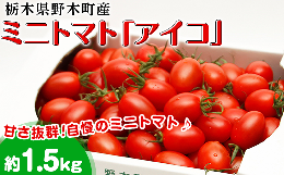 【ふるさと納税】T07栃木県野木町産ミニトマト「アイコ」小箱（約1.5kg）