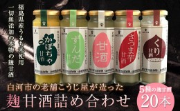 【ふるさと納税】老舗こうじ屋が造った5種の麹甘酒20本詰め合わせ F21R-084