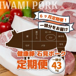 【ふるさと納税】【定期便】豚肉 石見ポーク　豚まるごと1頭セット43kg【月2回×6か月】