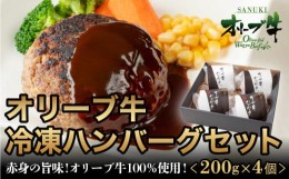 【ふるさと納税】牛肉 ハンバーグ 国産 小分け 牛肉 100％ 黒毛和牛 オリーブ牛 冷凍 ハンバーグセット 200g×4個 国産 赤身 【和風ハン