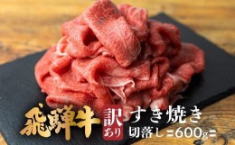 【ふるさと納税】飛騨牛 すき焼き 切落し 600ｇ  ≪冷凍≫   切り落とし  肉 ブランド牛 国産牛 国産   贈答不可 のし対応不可 肉の匠家 