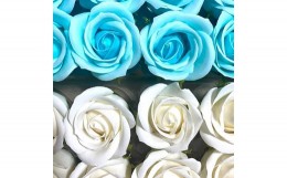 【ふるさと納税】水色×白：Flower balloon ( フラワー バルーン )  ソープ フラワー 5本 置き型タイプ 韓国 お花 贈り物