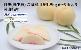 【ふるさと納税】桃 2024年 先行予約 岡山 白桃（晩生種）ご家庭用 約1.9kg 6〜9玉入り もも モモ 岡山県産 国産 フルーツ 果物 直送！せ