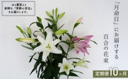 【ふるさと納税】月命日にお届けする季節の百合の花束［定期便10ヶ月］