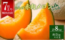 【ふるさと納税】2025年夏発送 メロン 北海道 ふらの 赤肉 メロン 2kg×4玉 JAふらの 厳選 産地直送 赤肉 富良野メロン フルーツ 果物 果