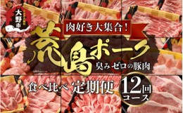 【ふるさと納税】【肉の定期便×12回コース】肉好き大集合！臭みゼロの豚肉「荒島ポーク」食べ比べ 定期便！【福井のブランド豚肉】