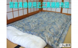 【ふるさと納税】国産真綿100％使用近江真綿布団　近江真綿掛け布団　1.0kg　シングル【青色】