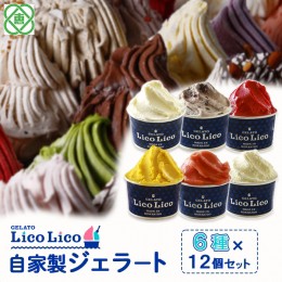 【ふるさと納税】GELATO LicoLico自家製ジェラート6種12個セット（温泉ミルク/ミルク/小豆ミルク/かぼちゃ/アランチャロッソ/フランボワ