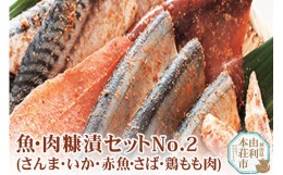 【ふるさと納税】魚・肉糠漬セットNo.2 (サンマ糠漬×2、サバ糠漬×2、鶏もも糠漬×2、イカ糠漬×2、赤魚糠漬×2)