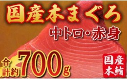 【ふるさと納税】国産 本マグロ ブロック(中トロ・赤身) 約700g