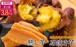 【ふるさと納税】【定期便全2回】鹿児島県産紅はるかで作った熟し芋と石焼き芋のお楽しみ便＜計3.8kg＞ t003-020