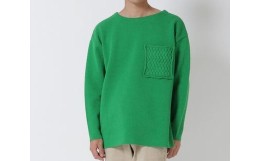 【ふるさと納税】【K704】胸ポケットケーブル柄セーター　グリーン・L