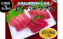 【ふるさと納税】【定期便全3回】生まぐろの本場紀州勝浦から直送！　生メバチマグロ 約1kg（1カ月に1回お届け）（全3ヵ月）