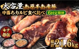 【ふるさと納税】【6回 定期便 】希少部位！島原半島産豚 中落ちカルビ 大容量 食べ比べセット 総計21.6kg / 豚 豚肉 カルビ / 南島原市 