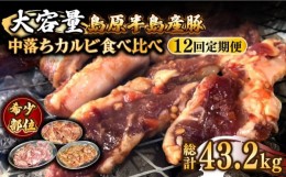 【ふるさと納税】【12回 定期便 】希少部位！島原半島産豚 中落ちカルビ 大容量 食べ比べセット 総計43.2kg / 豚 豚肉 カルビ / 南島原市