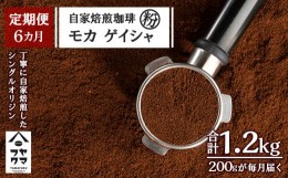 【ふるさと納税】【定期便6ヶ月】自家焙煎珈琲 モカ ゲイシャ（粉） 200g