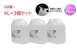 【ふるさと納税】手指・皮膚の洗浄・消毒用 アルコール消毒液 4L×3個セット