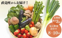 【ふるさと納税】直売所からお届け! 旬の野菜セット【隔月3回お届け】（8〜10品詰め合わせ）新鮮な野菜直送 定期便【大根･白菜･春菊･