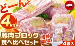 【ふるさと納税】[2.3-25]　浅野農場厳選豚肉ブロック食べ比べセット 豚肉4種 食べ比べセット 豚肉 ブロック 食べ比べ  豚肉 ブロック 食
