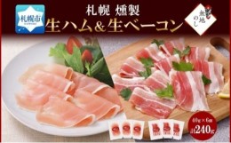 【ふるさと納税】無地熨斗 燻製生ハム＆生ベーコン スライス 40g×各3 豚肉 生ハム ハム ベーコン スモーク 燻製 冷蔵 ギフト バルナバハ