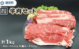 【ふるさと納税】北海道雄武町産　牛肉セット（冷凍）(牛ローススライス500g　牛肩ローススライス500g)【09118】