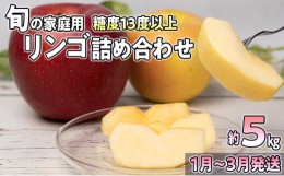 【ふるさと納税】1〜3月発送【家庭用】旬のリンゴ詰め合わせ 約5kg糖度13度以上【弘前市産・青森りんご】