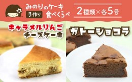 【ふるさと納税】ケーキセットB 5号 2種類 【みのりホーム】 ／ キャラメル りんご チーズケーキ ガトーショコラ ケーキ ホールケーキ