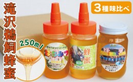 【ふるさと納税】滝沢 鵜飼 はちみつ 3種セット りんご&アカシア&百花蜜 250ml 各1本 ／ お試し 蜂蜜 ハチミツ 【たきざわキッチン】