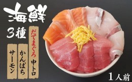 【ふるさと納税】海鮮丼の具！ 3種盛り合わせ 1人前 ／ 刺身 冷凍 食べ比べ 【十六家】