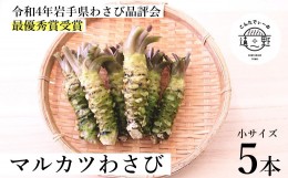 【ふるさと納税】【令和4年岩手県わさび品評会最優秀賞受賞】マルカツ わさび 小サイズ 5本 真空 【こんたでぃーの遠野】