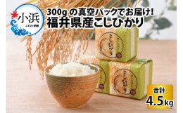 【ふるさと納税】【令和5年産】真空バック　福井県産こしひかり　300g(約2合) × 15パック 計4.5kg