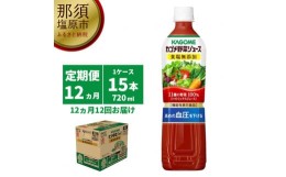 【ふるさと納税】【定期便12ヵ月】カゴメ　野菜ジュース食塩無添加　720ml PET×15本 1ケース 毎月届く 12ヵ月 12回コース【 栃木県 那須