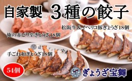 【ふるさと納税】3種のぎょうざ食べ比べセット（54個）