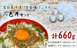 【ふるさと納税】ご家庭で二色丼　生白魚沖漬けと釜揚げシラスセット　合計600g(各3P)【1214816】