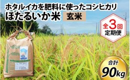 【ふるさと納税】【訳あり】ほたるいか米（玄米30kg）×3回 計90kg【3ヶ月定期便】【訳あり 米 コシヒカリ こしひかり ほたるいか ホタル