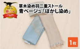 【ふるさと納税】草木染め羽二重ストール 青ベージュ ぼかし染め [C-053004]