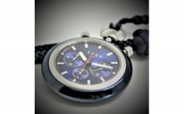 【ふるさと納税】013-039　＜ﾎﾟｹｯﾄｳｫｯﾁ ｸｵｰﾂ式＞POCKET　CHRONO　BLU　（提げクロノグラフ）（ストラップ：シート革 ブラッ