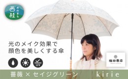 【ふるさと納税】No.394 高級織物傘【婦人長傘】薄緑系・可愛らしさとスマートさを両立した晴雨兼用傘 ／ 雨具 雨傘 山梨県