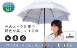 【ふるさと納税】No.407 高級織物傘【婦人長傘】青系・繊細さあふれる爽やかな晴雨兼用傘 ／ 雨具 雨傘 山梨県