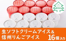 【ふるさと納税】生ソフトクリームアイス＆信州りんごアイス たっぷり16個入り アイスクリーム 10000円