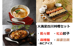 【ふるさと納税】030-007 笑龍　大満足四川料理セット（担々麺・餃子４P・麻辣麺・麻婆豆腐小辛・辛口・杏仁アイス）