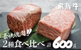 【ふるさと納税】訳あり 飛騨牛ブロック [塊] 霜降り肉 赤身肉 300g×2 合計600g 食べ比べ 部位お任せ 不揃い 食べ比べ ブロック肉 セッ