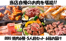 【ふるさと納税】エンジョイ！BBQセット　〜焼肉6種　5人前コース〜　6箱セット