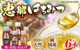 【ふるさと納税】恵那蜂蜜6本セット(蓮華蜂蜜300g2本、百花蜂蜜300g・500g各1本、栗蜂蜜500g2本)【1307043】