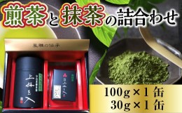 【ふるさと納税】煎茶100gと抹茶30gの詰合わせ　銘茶 お茶 宇治茶 宇治抹茶 抹茶 緑茶 煎茶　AU03