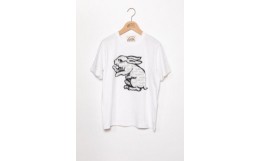 【ふるさと納税】直植毛フロッキーTシャツ　ウサギ白　(XLサイズ)